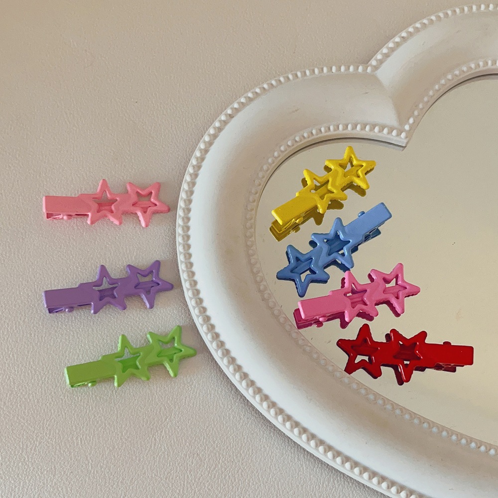 Kẹp tóc mái hình 2 ngôi sao iLita cặp bấm mái nữ đẹp vintage Hàn Quốc dễ thương màu trơn hottrend 2023