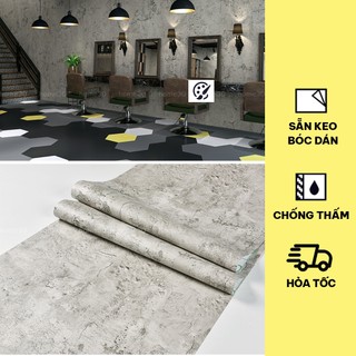 Giấy dán tường giả màu xi măng bê tông chống thấm nhiều mẫu đẹp khổ 1.2mx0.5m