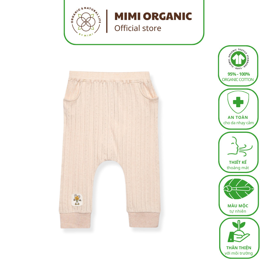 Quần đũng Nature Colored- Mimi Organic bông màu tự nhiên rộng bé trai sợi bông hữu cơ mềm mịn siêu thoáng cao cấp