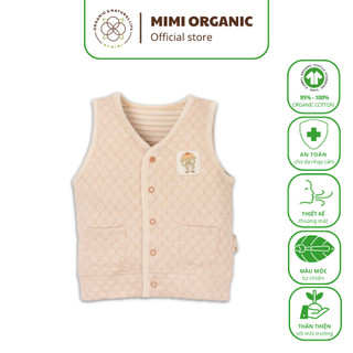 Áo khoác gile Nature Colored - Mimi Organic chần bông màu nâu bông màu tự nhiên bé trai và bé gái mềm mịn siêu thoáng