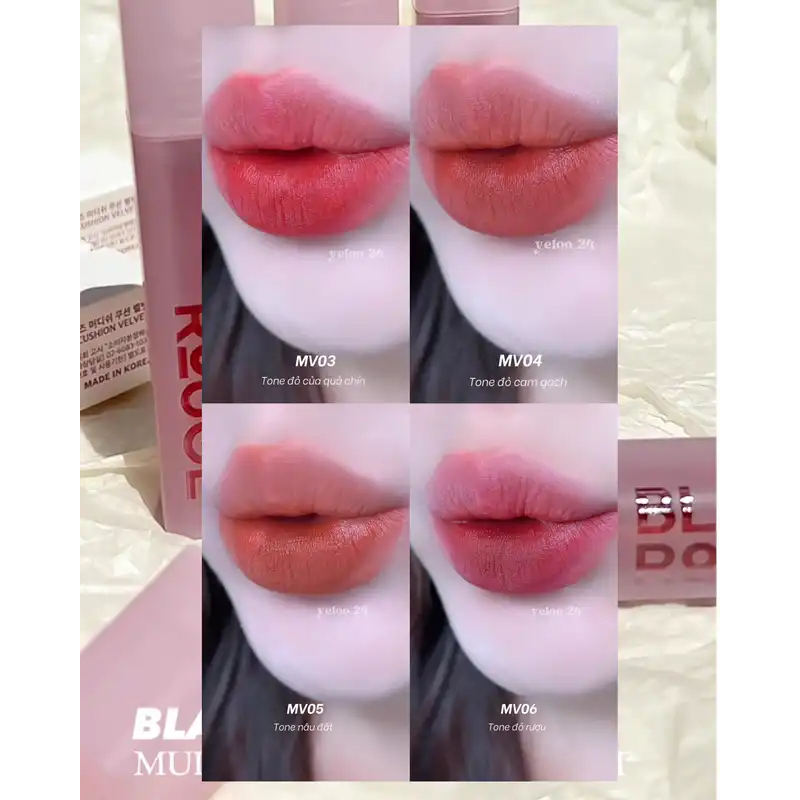 Son Kem Nhung Mịn Black Rouge Muddish Cushion Velvet MV03 MV04 MV05 MV06 DL06 DL14 - Bebeau
