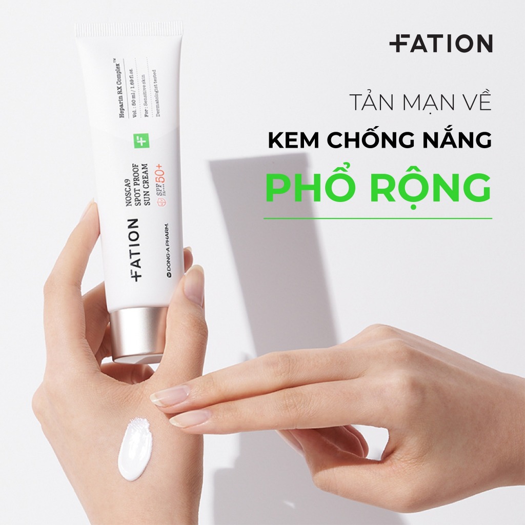 Kem Chống Nắng Fation Nosca9 Spot Proof Sun Cream SPF 50+ PA++++ kem chống nắng vật lý cho da mụn nh