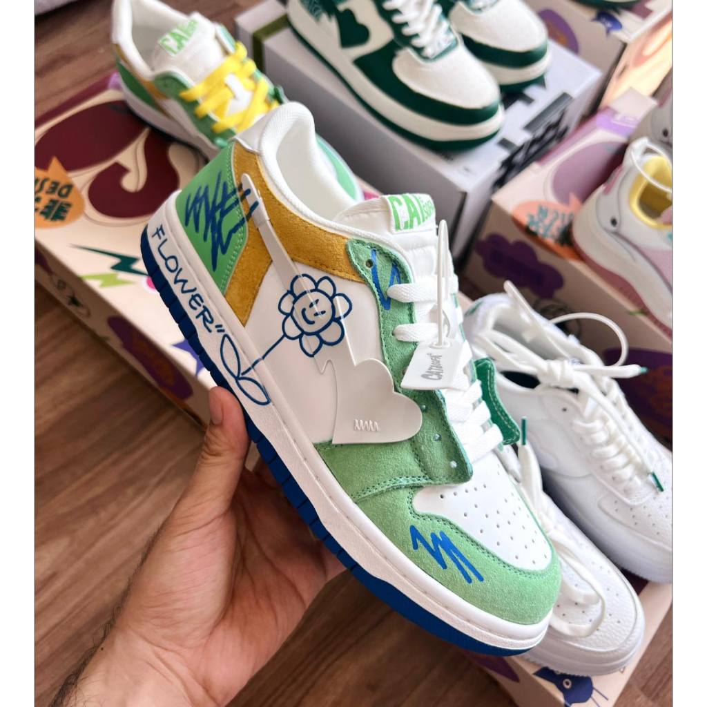 Giày Sneaker Cat & Sofa Dunk ' Flower Green Grey ' ( AC266 ) Hot Hit Nội Địa TQ 2023 | PiuPiu Authentic