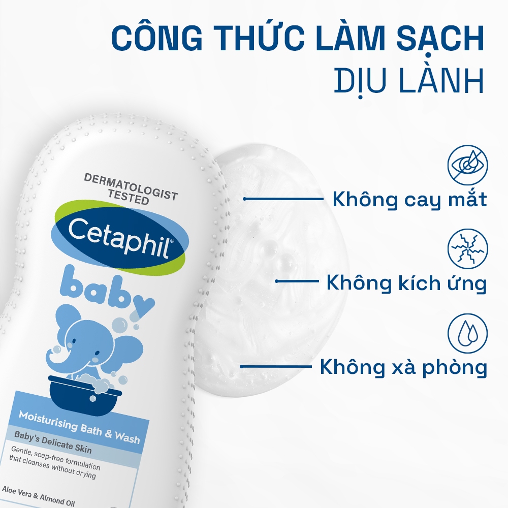 Sữa tắm dưỡng ẩm dịu lành cho bé CETAPHIL BABY MOIST BATH & WASH 230ML