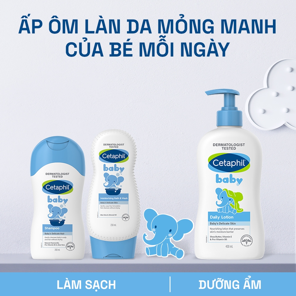 Sữa tắm dưỡng ẩm dịu lành cho bé CETAPHIL BABY MOIST BATH & WASH 230ML