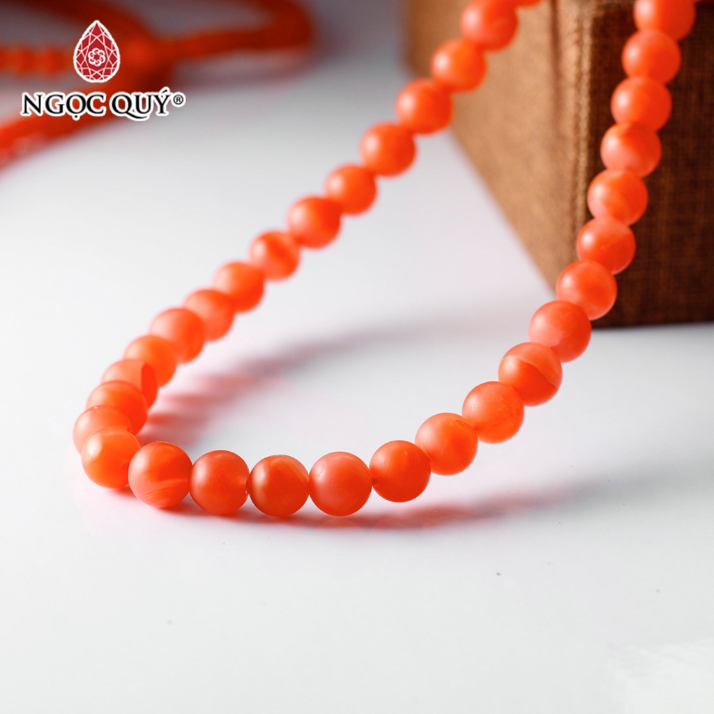 Vòng tay hạt trơn đá mã não Ngọc Nam Hồng nhám- Ngọc Quý