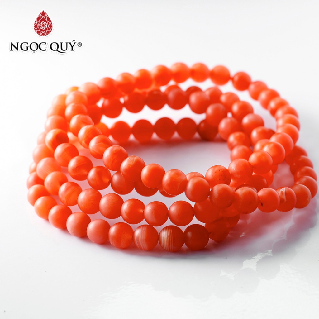 Vòng tay hạt trơn đá mã não Ngọc Nam Hồng nhám- Ngọc Quý