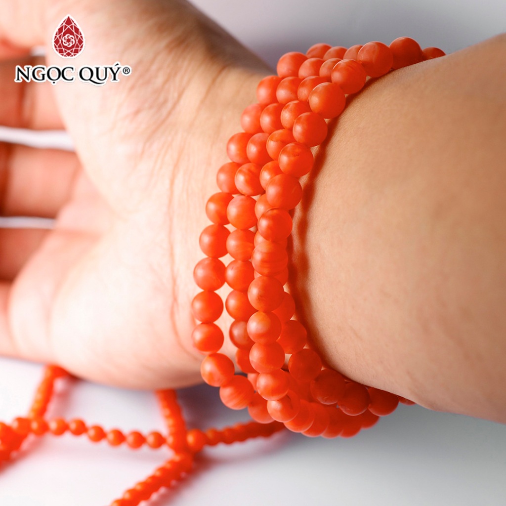 Vòng tay hạt trơn đá mã não Ngọc Nam Hồng nhám- Ngọc Quý