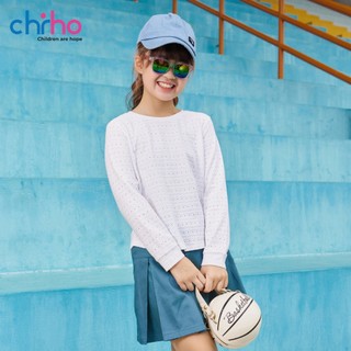 Áo phông bé gái dài tay CHIHO thiết kế cổ tròn vạt lượn, chất liệu mềm co giãn tốt giúp bé thoải mái vận động GTL317R