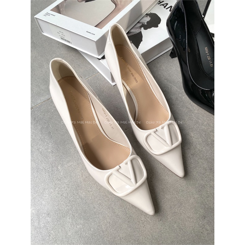 Giày Cao Gót Nữ Cao Cấp OSHO Thiết Kế Mũi Nhọn, Ôm Chân Tôn Dáng, Chất Da Bóng Dễ Vệ Sinh 953-1