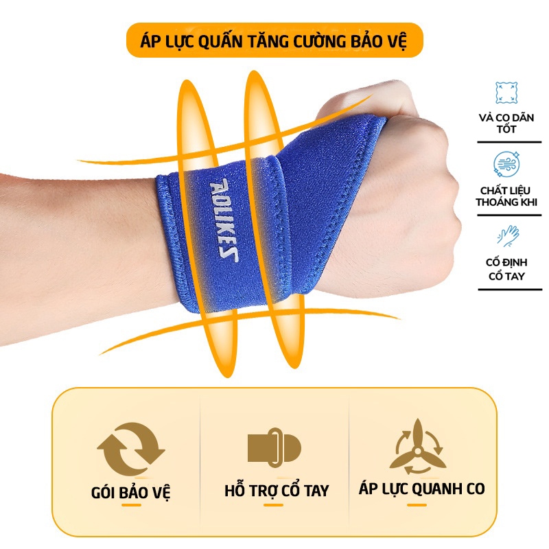 Băng quấn cổ tay Aolikes - Chính hãng, Giúp bảo vệ cổ tay tránh chấn thương khi chơi thể thao - tập Yoga&Gym.