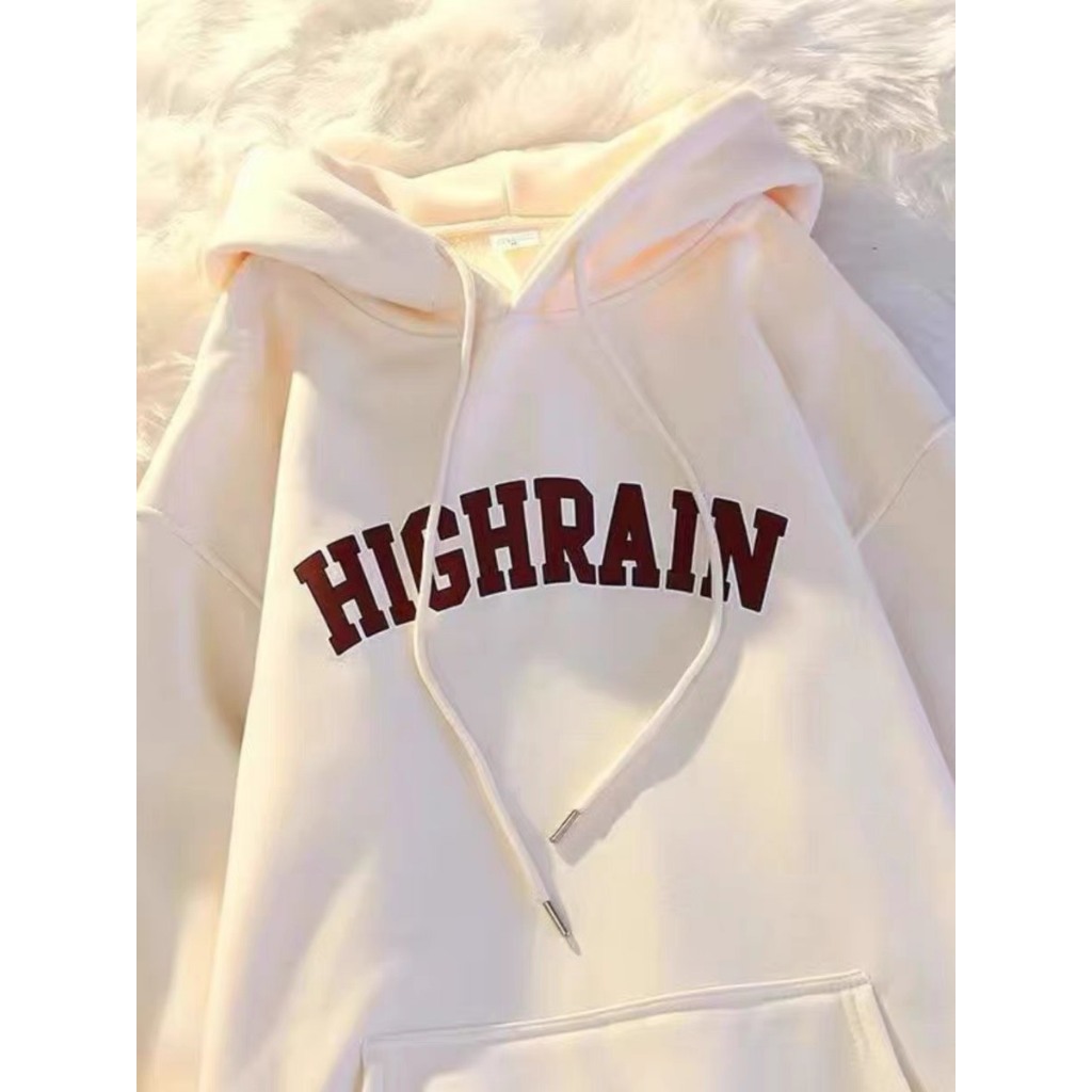 Áo hoodie dài tay oversize nam nữ logo chữ Highrain - Jacket mùa đông form unisex phong cách trẻ trung hàn quốc