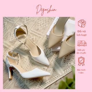 Giày cao gót hở eo basic 8cm lót mút êm chân Degoshin