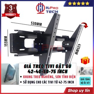 Giá Treo Tv Nghiêng 42-75 Inch Chắc Chắn Tiện Lợi, Khung Treo Tivi Gật Gù Hỗ Trợ Tv 42-50-60-75 Inch Tặng Ốc-H2pro Tech