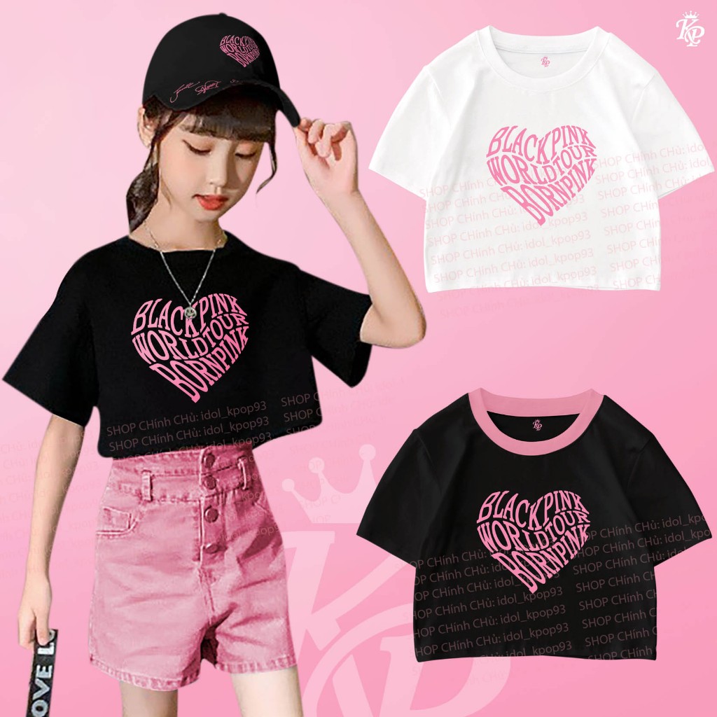 Áo Croptop bé gái Vương Miện BlackPink hàng cao cấp.