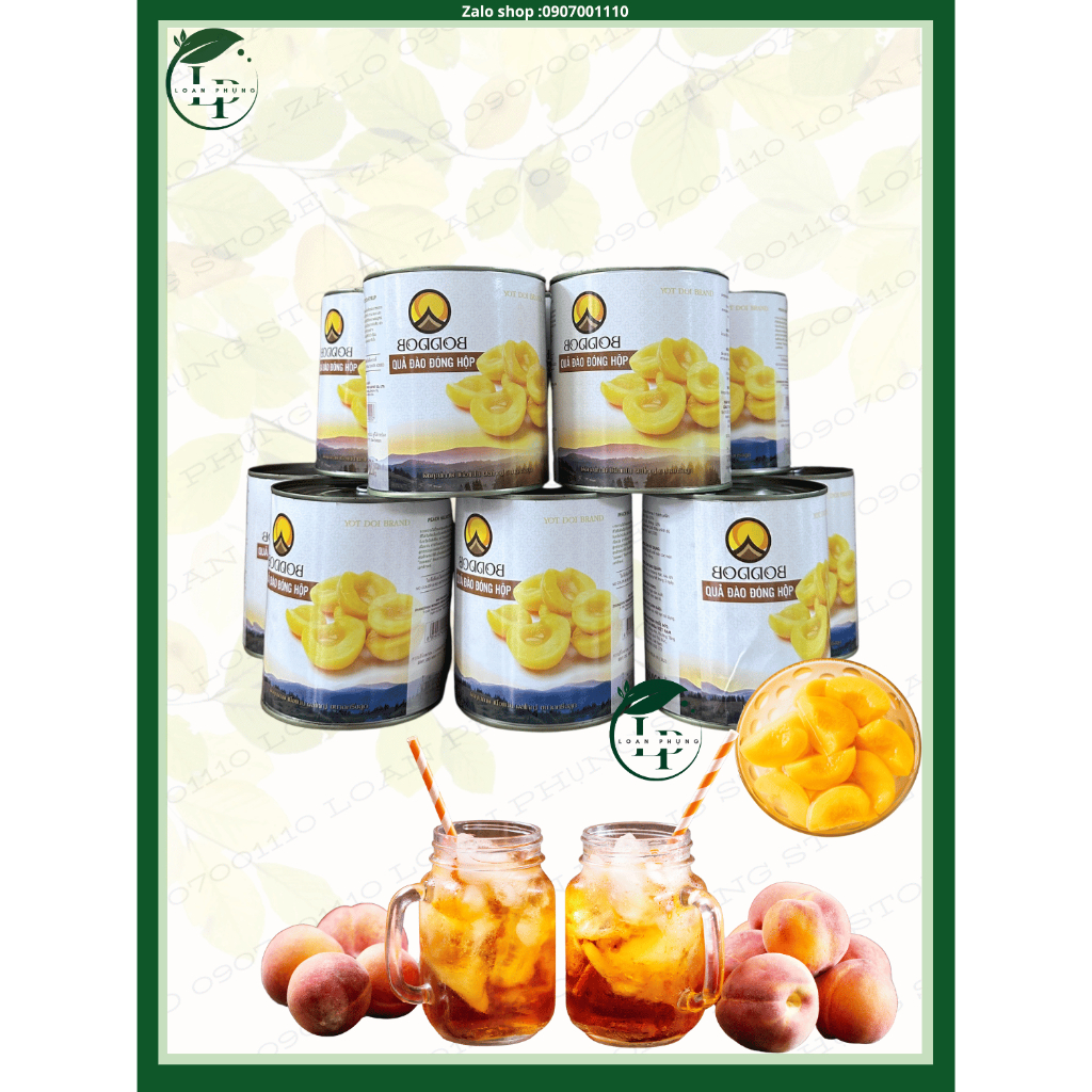 Trái Đào Ngâm Nước Đường Thái Lan   Lon 820gr