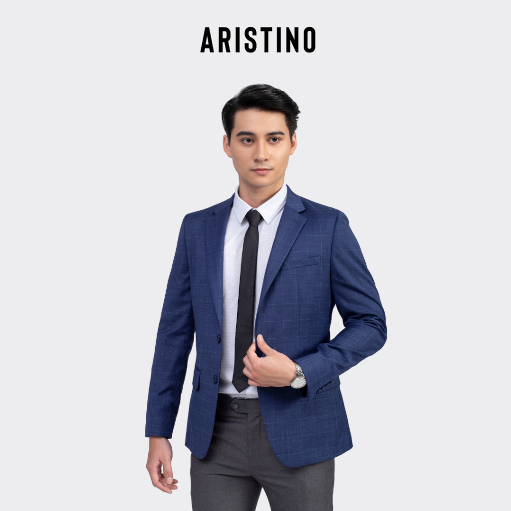 Áo blazer ARISTINO dáng suông nhẹ thoải mái, chất liệu cao cấp, họa tiết kẻ caro lịch thiệp sang trọng - ABZ00501