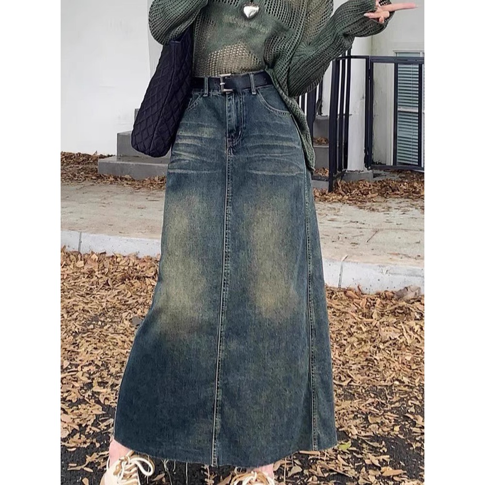 Chân váy jeans trơn dáng dài cắt gấu - 247store.vn - CVJeanxesaucatgau9938_P11K14