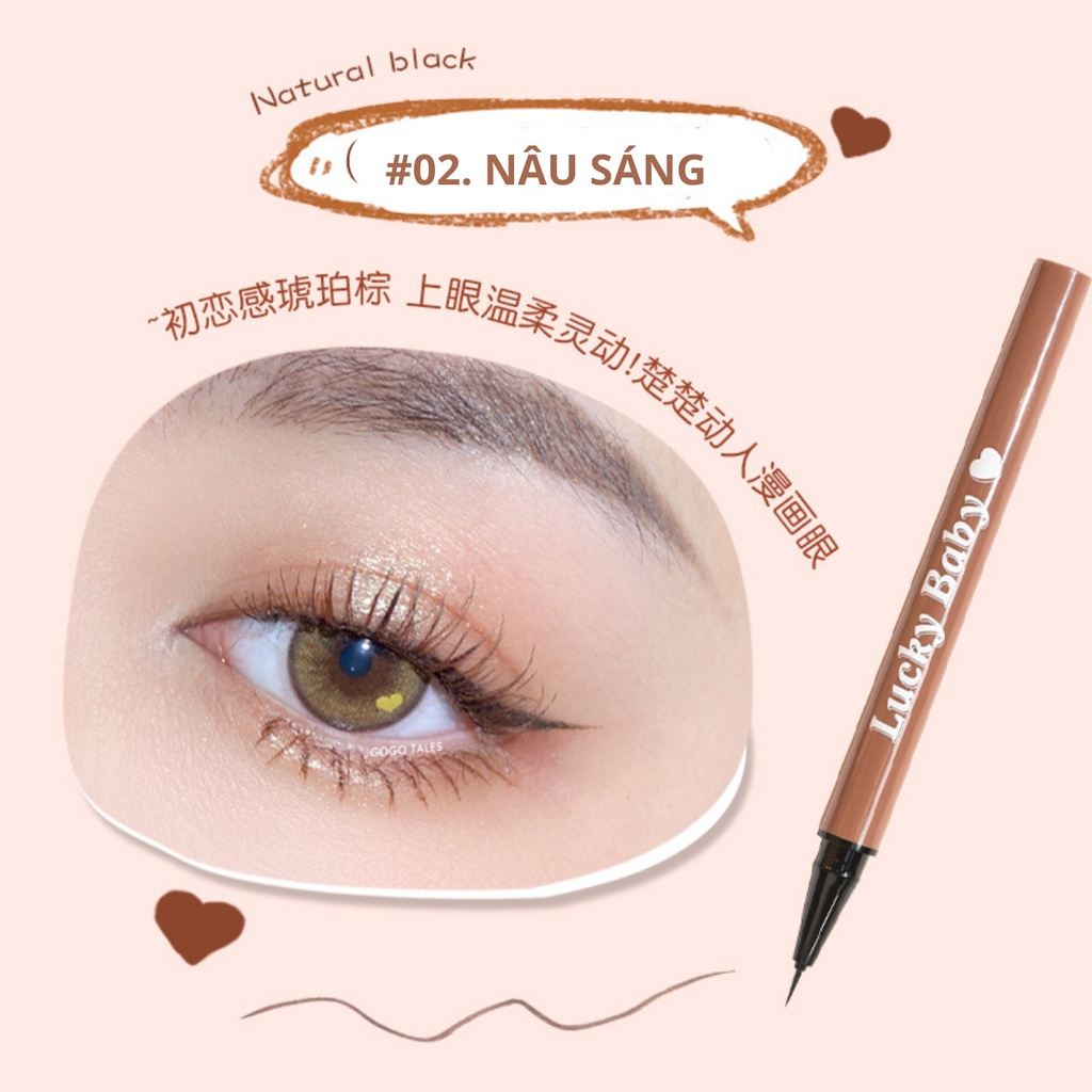 Bút kẻ mắt nước Gogo Tales siêu siêu mảnh tự nhiên chống thấm nước lâu trôi GT459 Very Thin Line Eyeliner