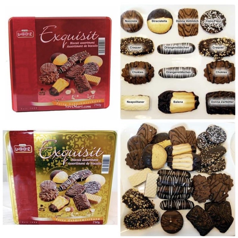 🍫🍪 Bánh hộp thiếc Lambertz Exquisit hộp thiếc 750g - Đức 🇩🇪🇩🇪