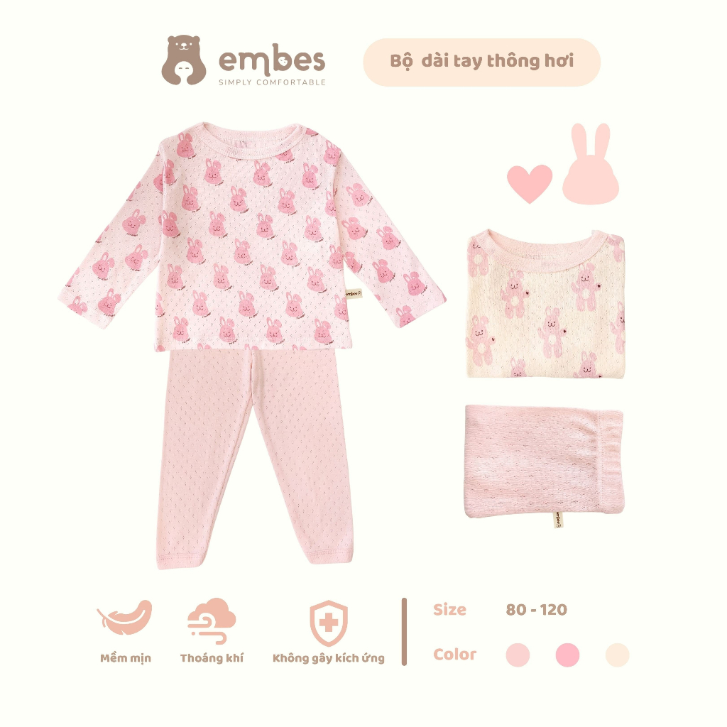 Embes - Bộ thu đông cho bé gái, bộ dài tay cho bé gái