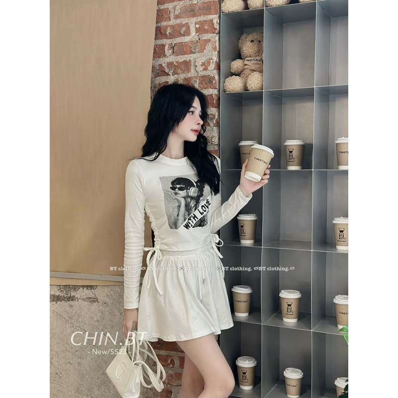 Sét áo cô gái rút eo + quần oversized