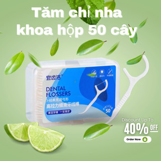 Tăm Chỉ Nha Khoa xanh dương Hộp 50 Cái