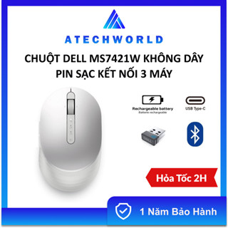 Chuột Dell MS7421W Premier Không Dây Pin Sạc Kết Nối 3 Máy - Hàng Chính Hãng - BH 1 Năm - Có Xuất VAT
