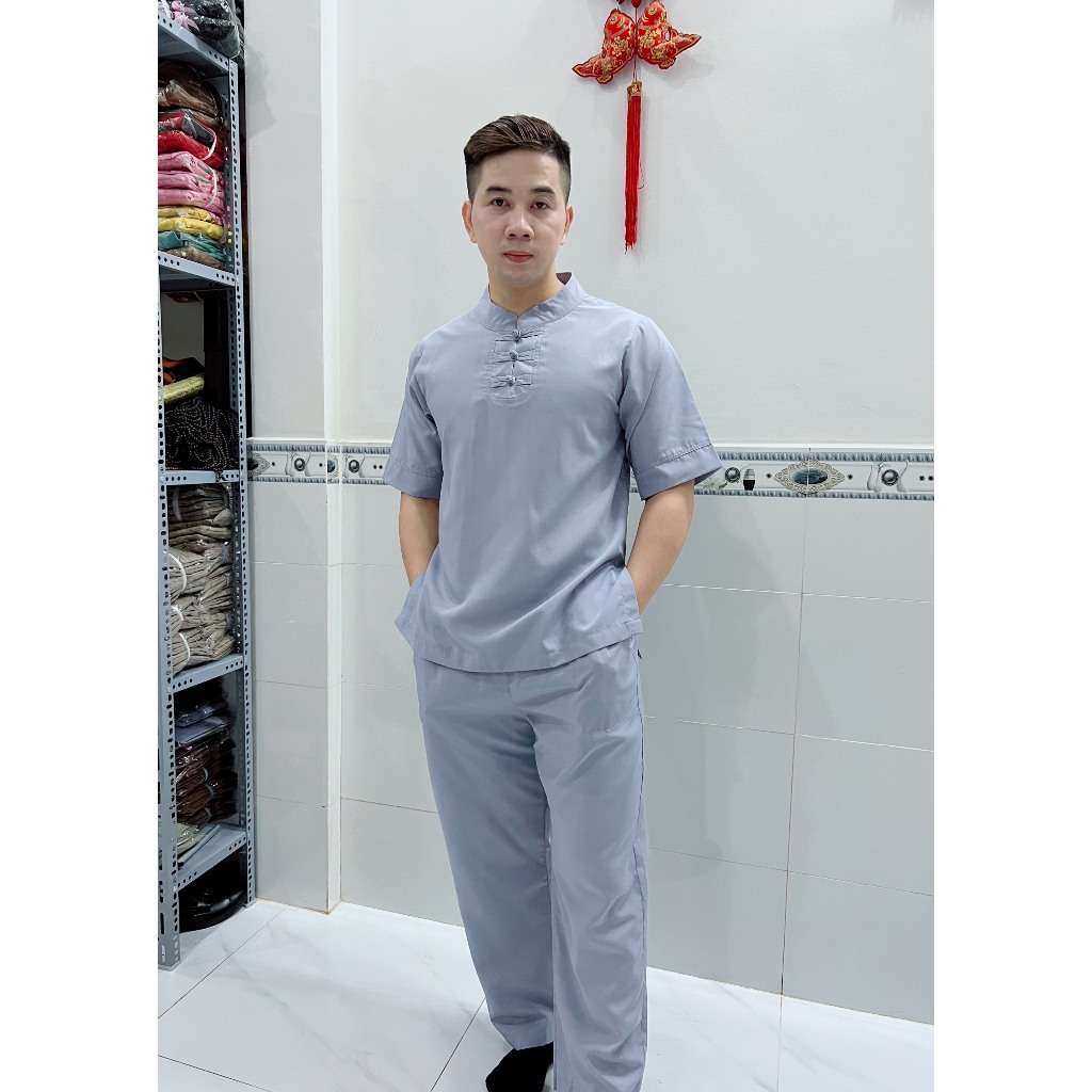 ĐỒ LAM ĐI CHÙA GIÁ SỈ # MẪU 3 NÚT NAM TAY NGẮN