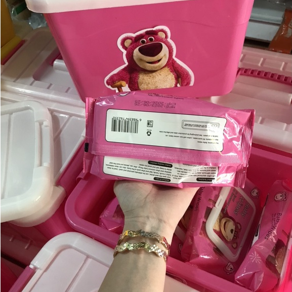 Xô 10 gói giấy ướt gấu dâu