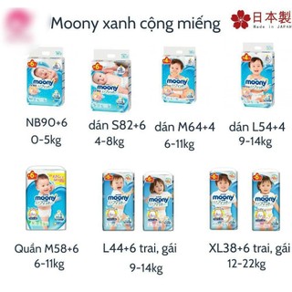 Tã dán/ tã quần moony nhật đủ size nb90/ s84/ m64/ l54/ l44/ xl38/ xxl26