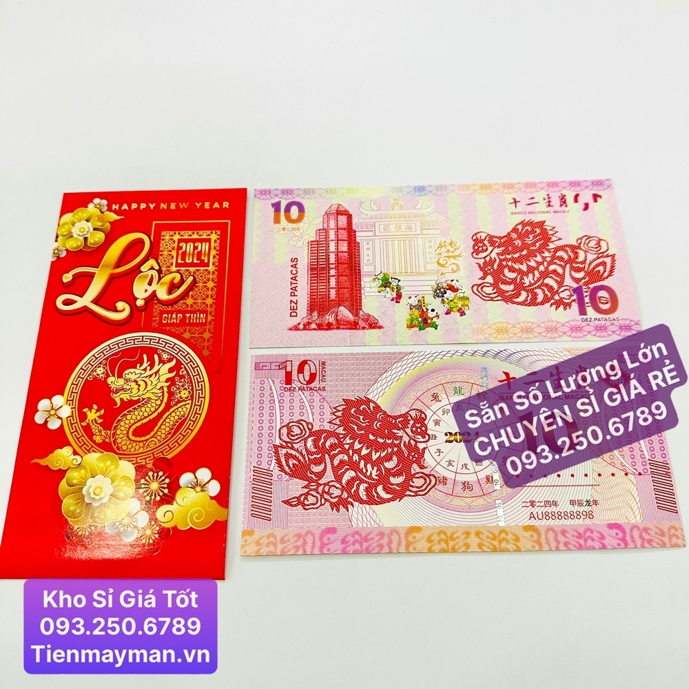⭐ FREE SHIP⭐ Tiền Con Rồng Macao 10 Patacas may mắn lì xì tết 2024, Quà Tết 2024