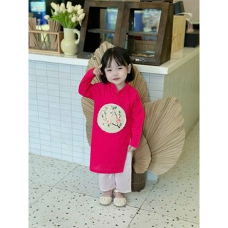 Áo dài bé gái 💝FREESHIP💝 set Áo dài bé gái NILEN màu hồng sen màu đỏ cực xinh