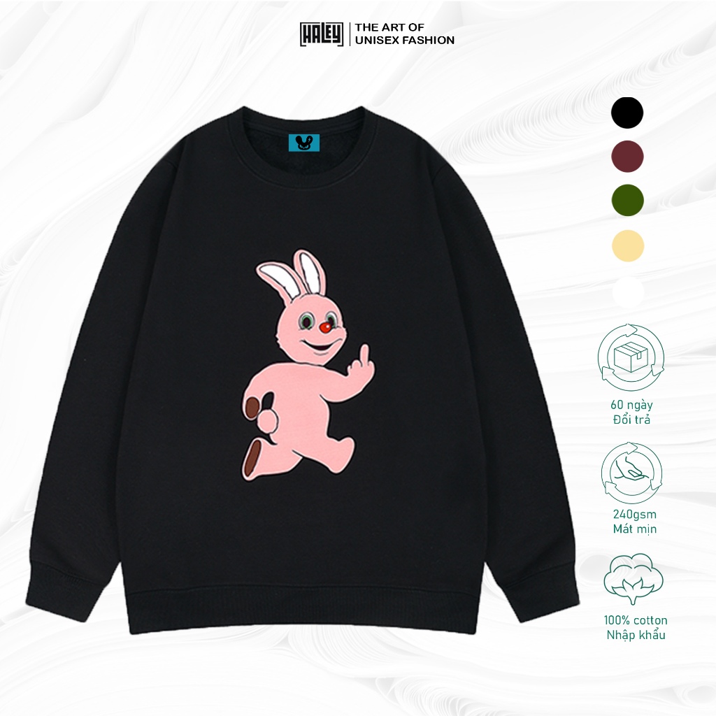 Áo Sweater Dài Tay HD400 HALEY Phong Cách Hàn Quốc Form Rộng Unisex Nam Nữ Nỉ Bông Dày Dặn