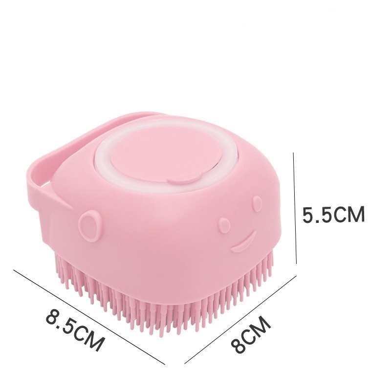 Bàn Chải Tắm Cho Thú Cưng, Bàn Chải Tắm Mát xa Thú Cưng Silicon Có Ngăn Đựng Sữa Tắm