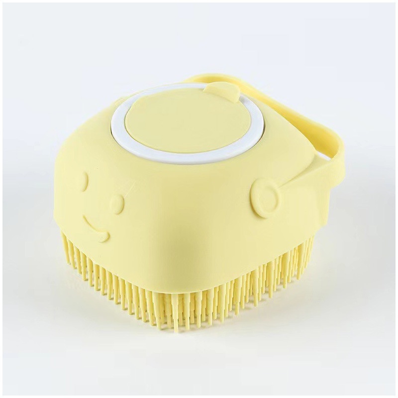 Bàn Chải Tắm Cho Thú Cưng, Bàn Chải Tắm Mát xa Thú Cưng Silicon Có Ngăn Đựng Sữa Tắm