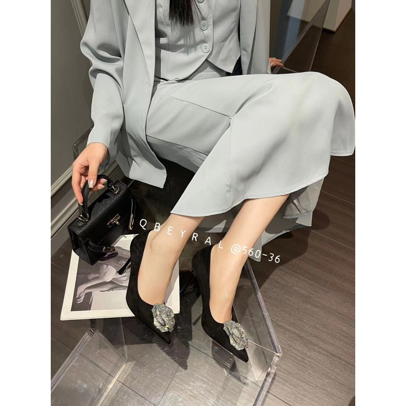 Giày Cao Gót Nữ Cao Cấp OSHO Thiết Kế Mũi Nhọn, Ôm Chân Tôn Dáng, Chất Da Lộn Dễ Vệ Sinh 560-36