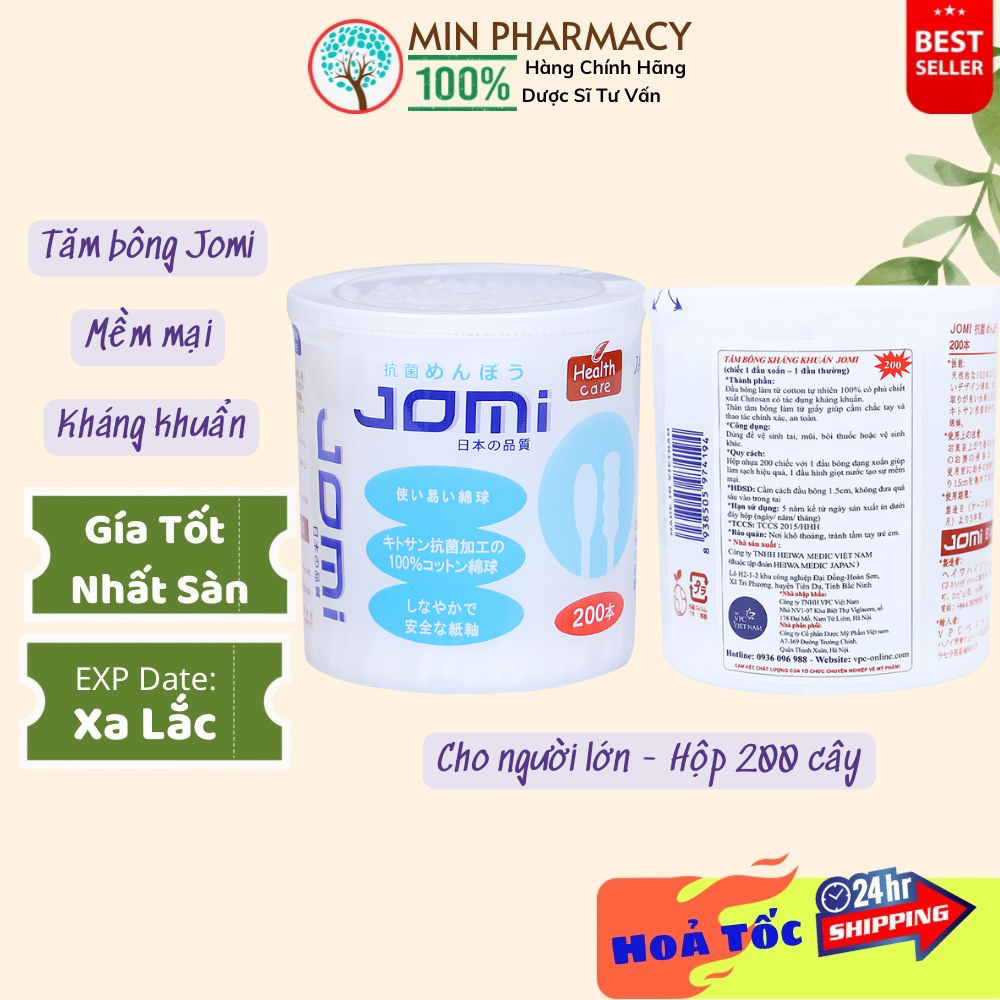 Tăm bông Jomi kháng khuẩn Cho trẻ sơ sinh, trẻ nhỏ và người lớn - Minpharmacy