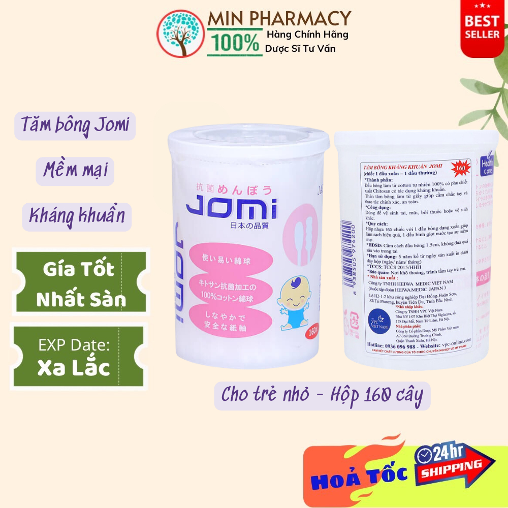 Tăm bông Jomi kháng khuẩn Cho trẻ sơ sinh, trẻ nhỏ và người lớn - Minpharmacy