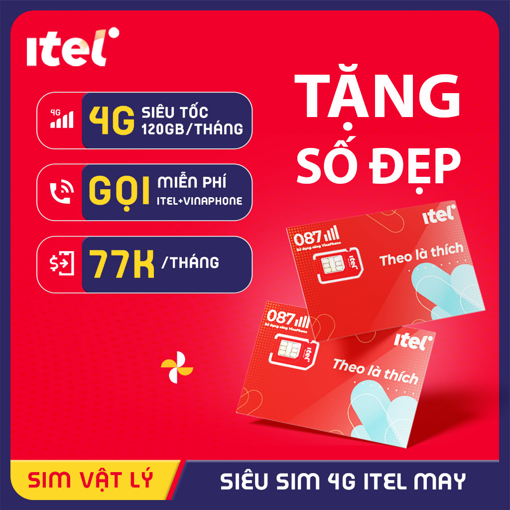 SIM itel MAY77 120G th 4G VINAPHONE,Gọi VINAPHONE Miễn phí