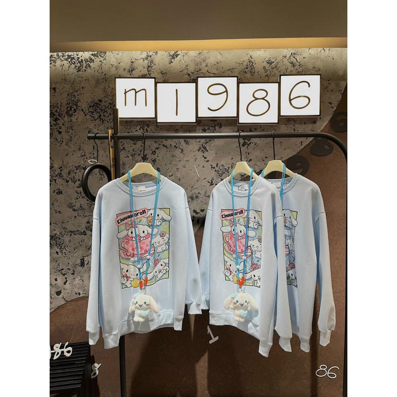 Áo nỉ thỏ màu xanh pastel kèm thỏ bông đeo chéo hàng QC