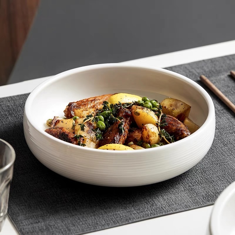 Bát sứ tròn trắng, bát đĩa decor