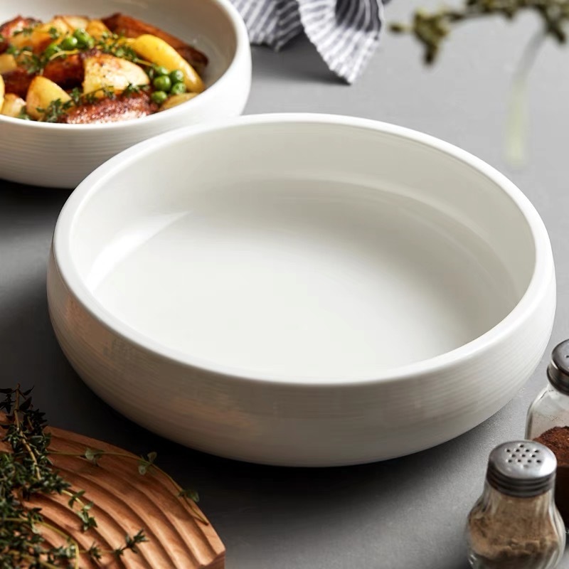 Bát sứ tròn trắng, bát đĩa decor