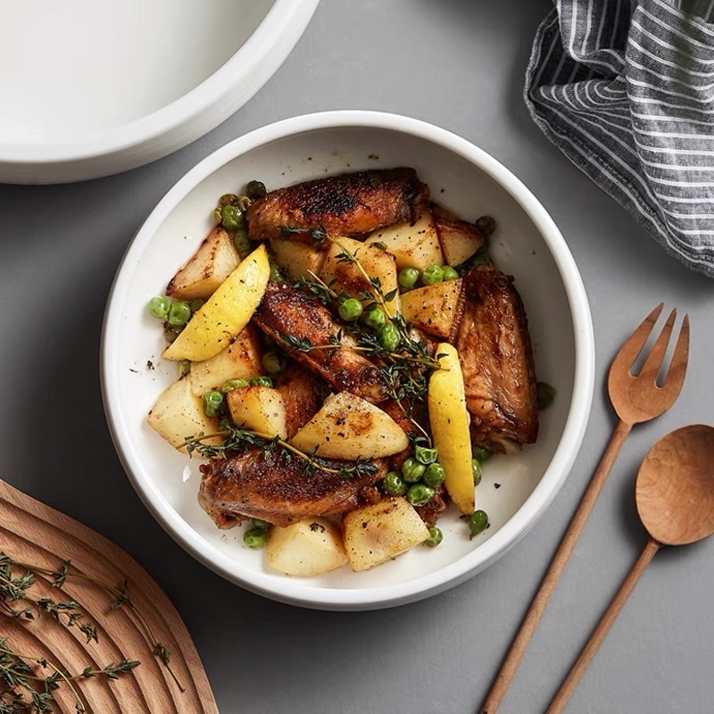 Bát sứ tròn trắng, bát đĩa decor