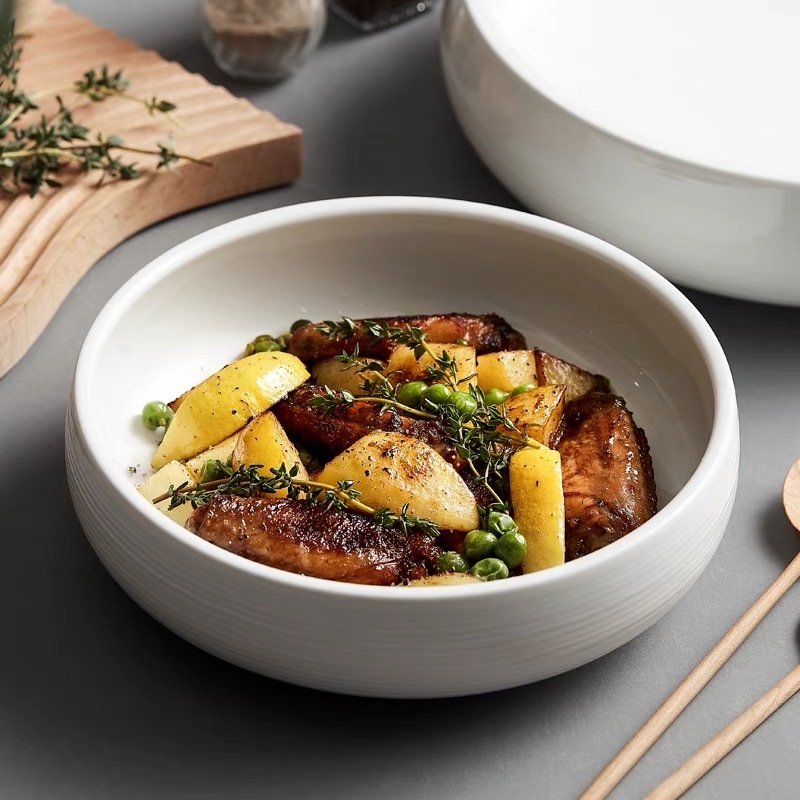 Bát sứ tròn trắng, bát đĩa decor