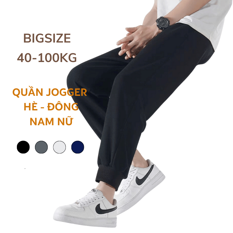 BIGSIZE 38-100KG Quần Jogger thể thao Nam Nữ Hè - Đông bo thun chất vải thun nỉ và da cá