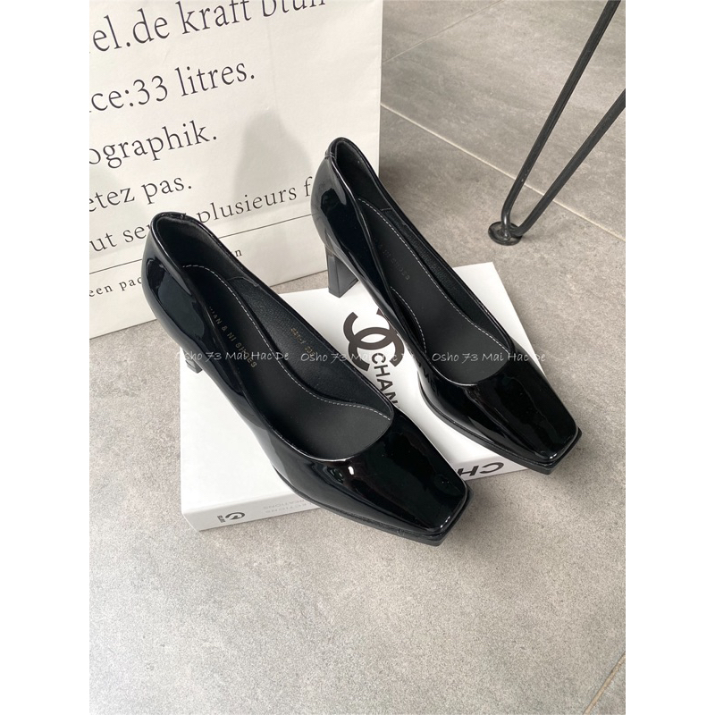 Giày Cao Gót Nữ Cao Cấp OSHO Thiết Kế Mũi Vuông, Ôm Chân Tôn Dáng, Chất Da Bóng Dễ Vệ Sinh 521-1
