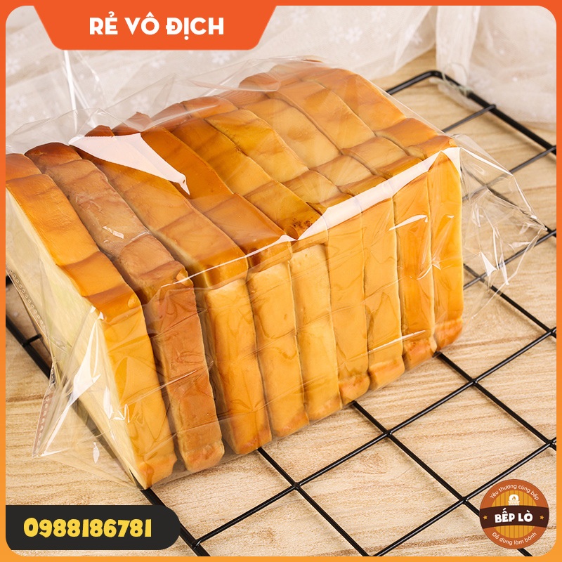 Túi bánh mì nướng túi đóng gói trái cây sấy khô đồ ăn nhẹ túi phẳng bao bì thực phẩm kèm dây cột - set 50 túi