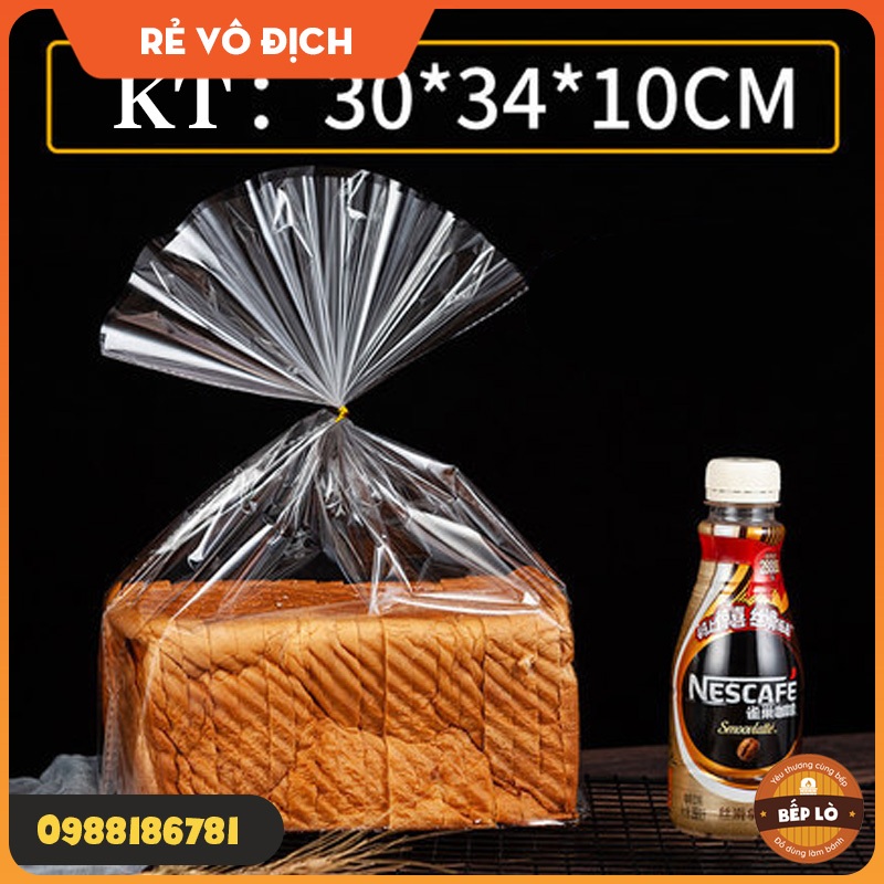 Túi bánh mì nướng túi đóng gói trái cây sấy khô đồ ăn nhẹ túi phẳng bao bì thực phẩm kèm dây cột - set 50 túi