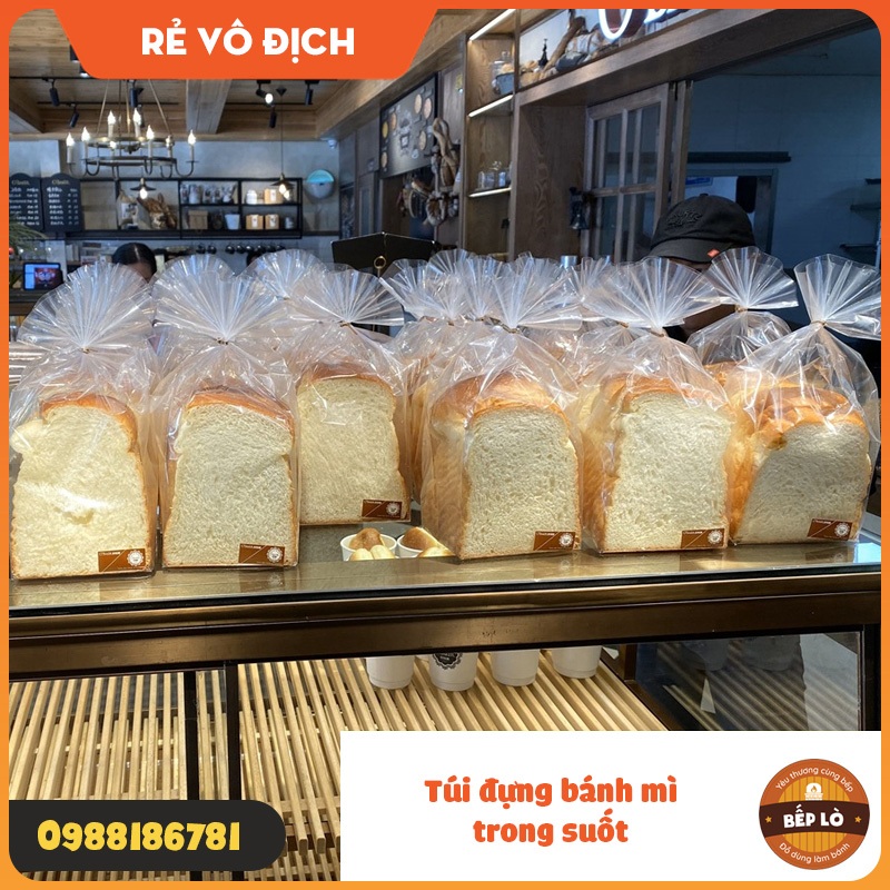 Túi bánh mì nướng túi đóng gói trái cây sấy khô đồ ăn nhẹ túi phẳng bao bì thực phẩm kèm dây cột - set 50 túi
